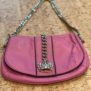 Genuine Leather Bejeweled Clutch